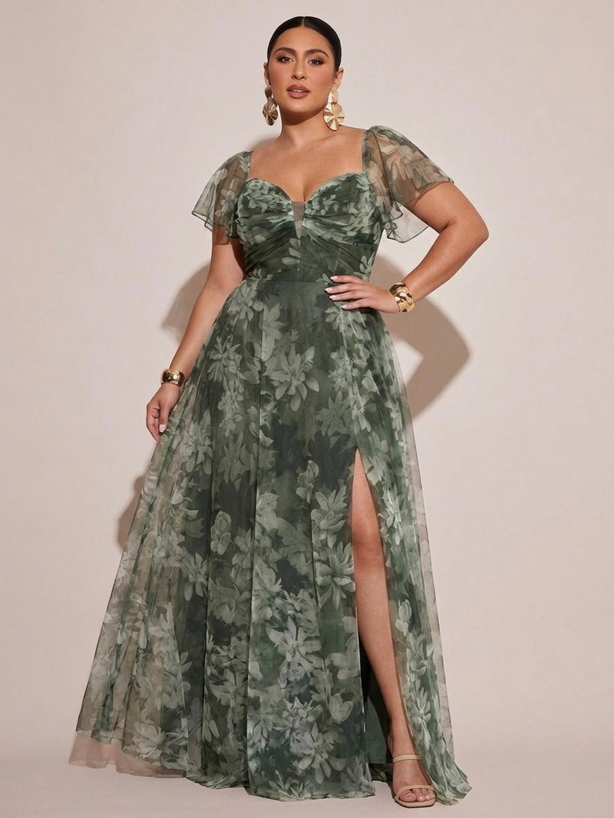 Vestido flora plus size verde