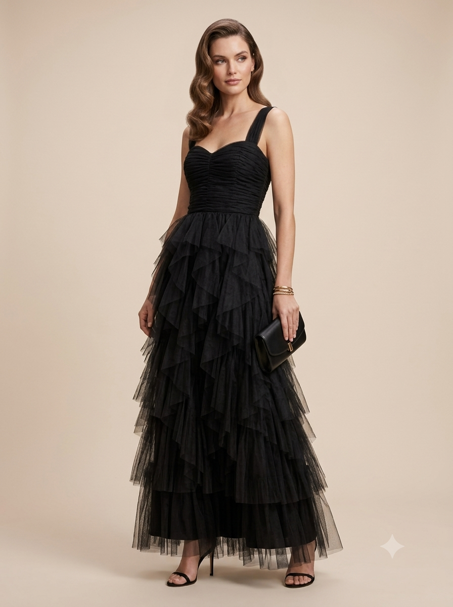 Vestido con tull negro