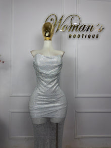 Vestido de brillos transparente con forro