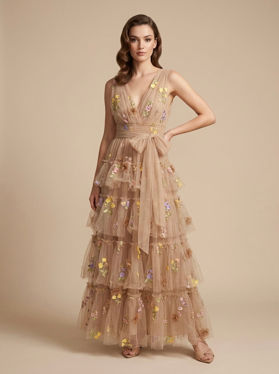 Vestido maxi con flores