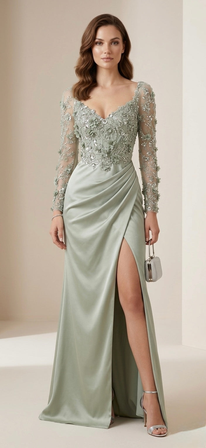 Vestido de fiesta de manga larga