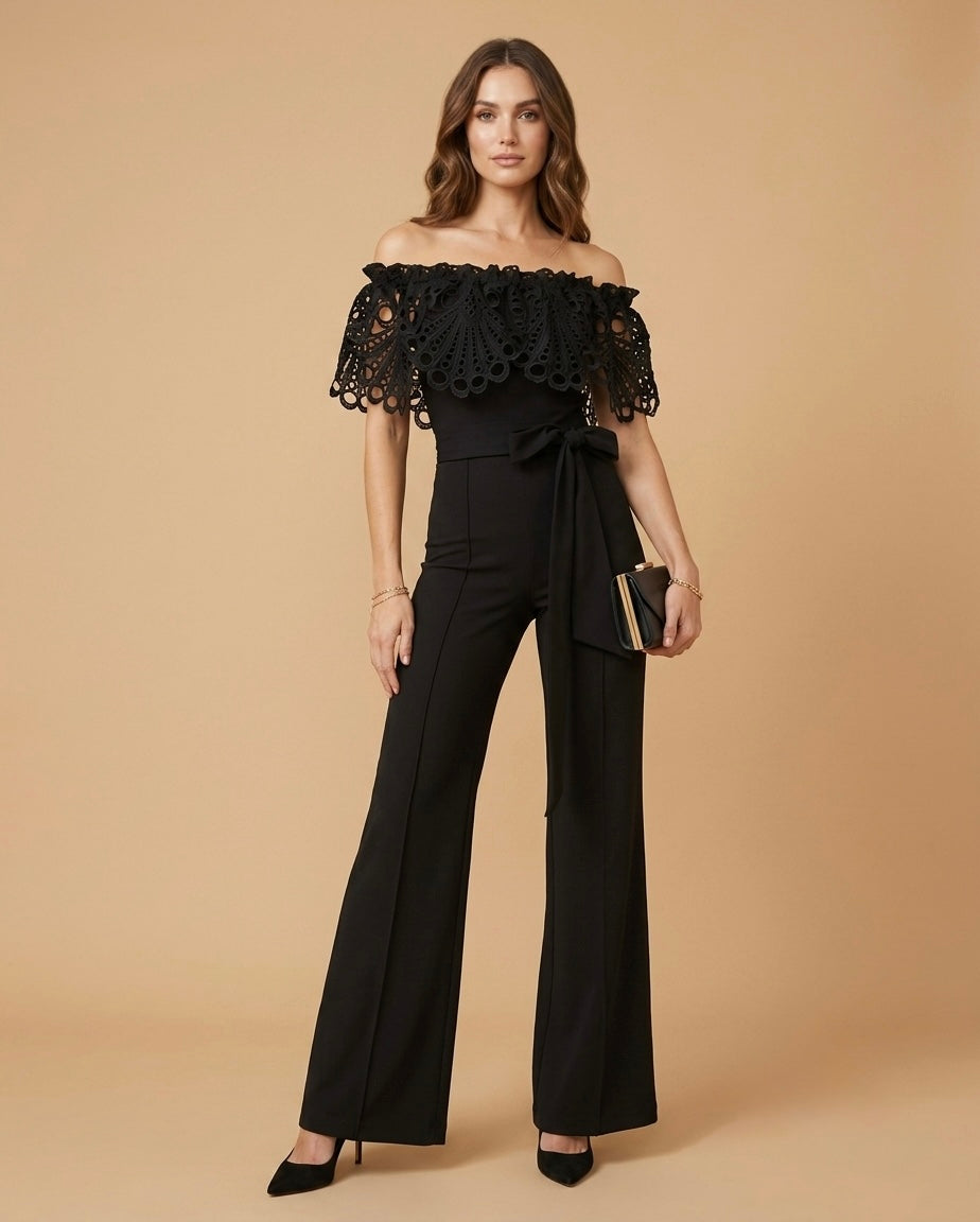 Palazzo strapless con encaje