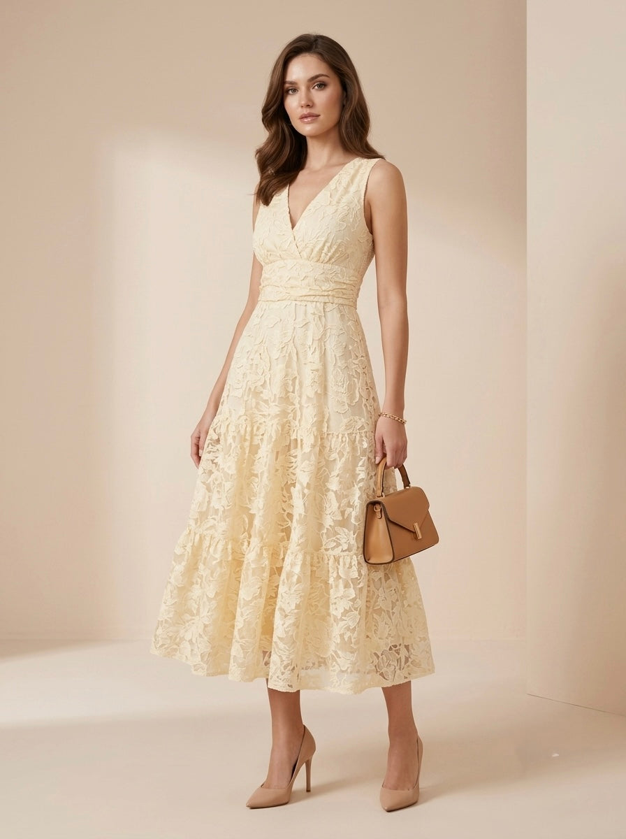 Vestido midi con encaje