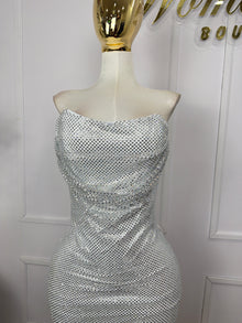 Vestido de brillos transparente con forro