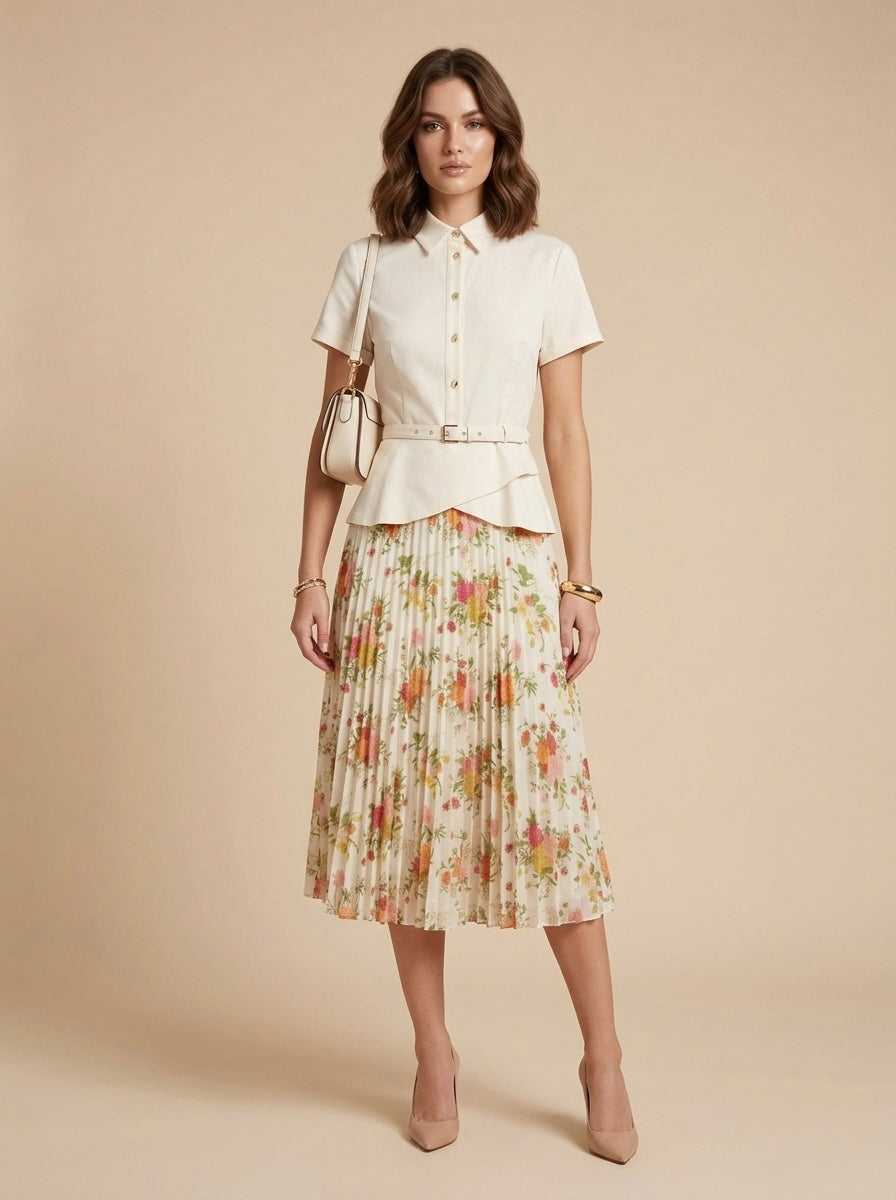 Vestido midi con cuello tipo camisa