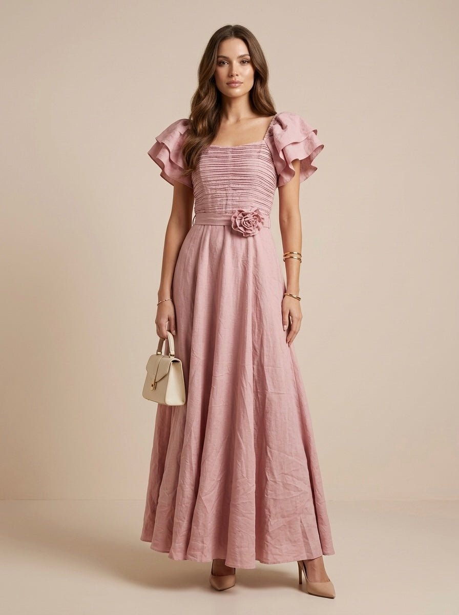 Vestido midi con mangas de murciélago