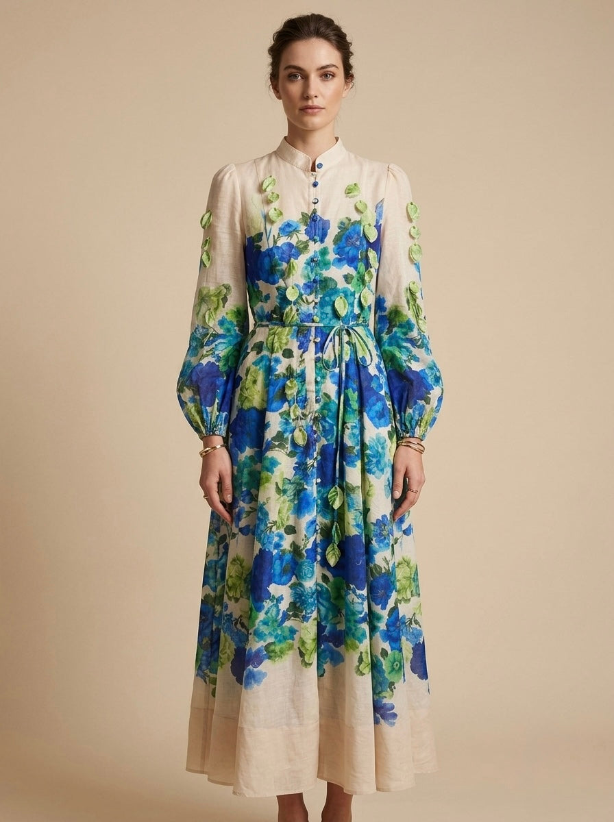 Vestido de maga larga con estampado