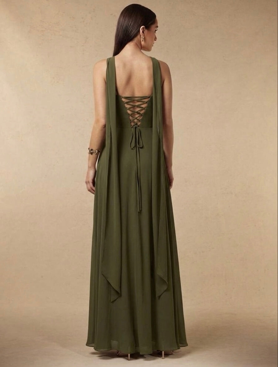 Vestido verde con corset
