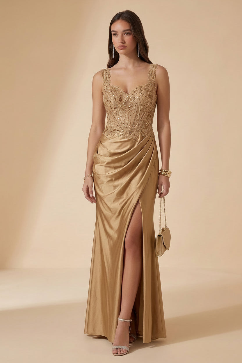 vestido Oliva dorado