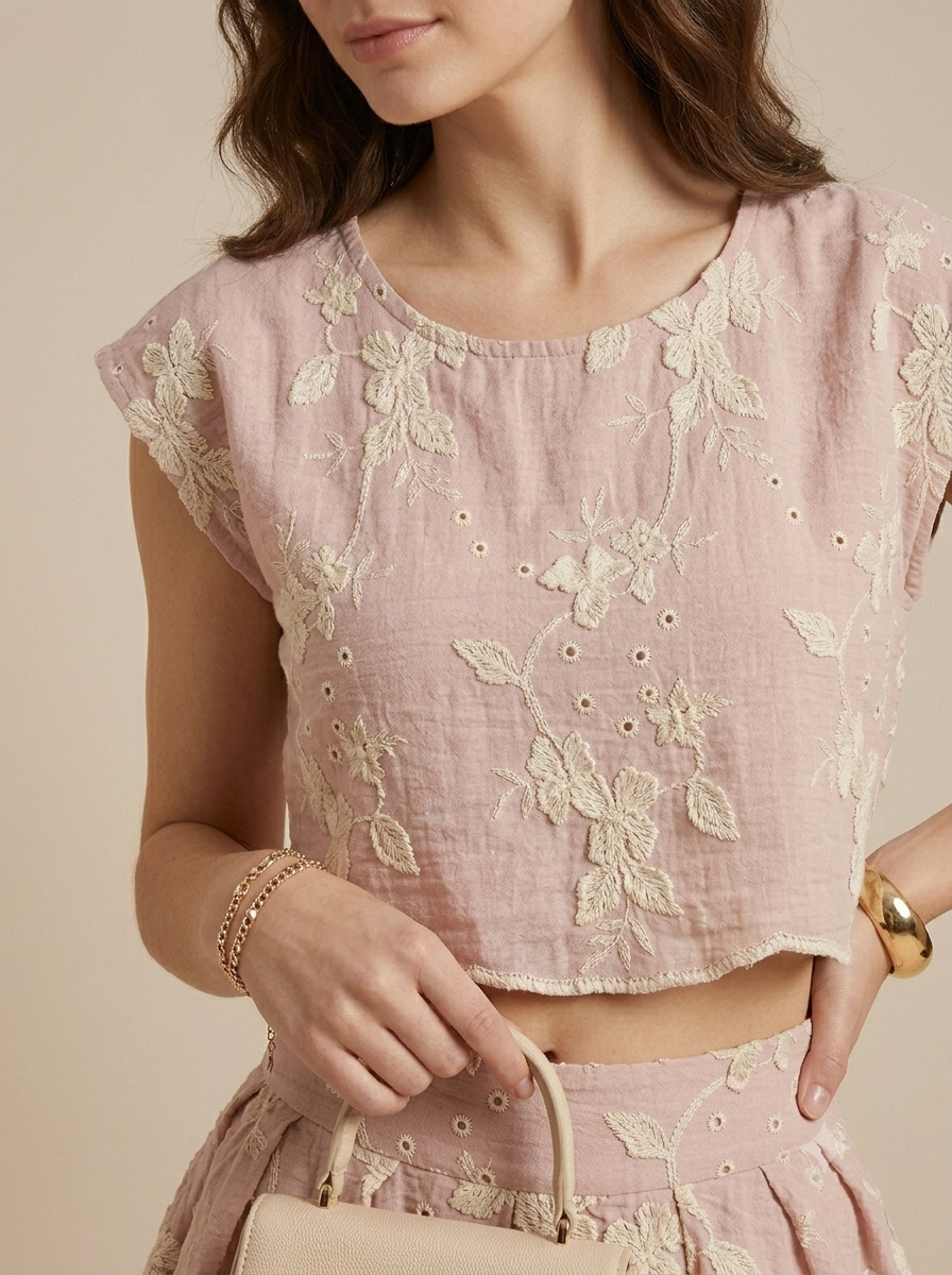 Conjunto floral de lino