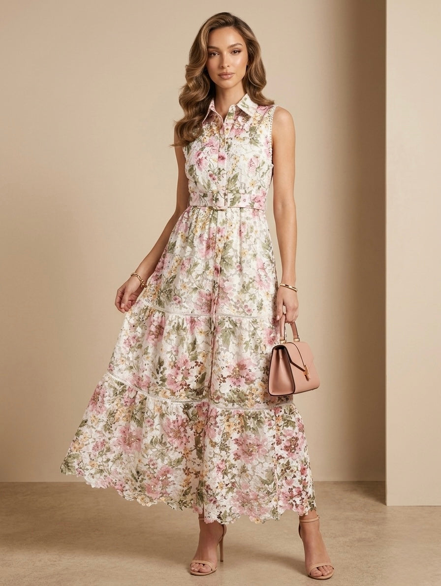 Vestido floreado con cuello tipo camisa