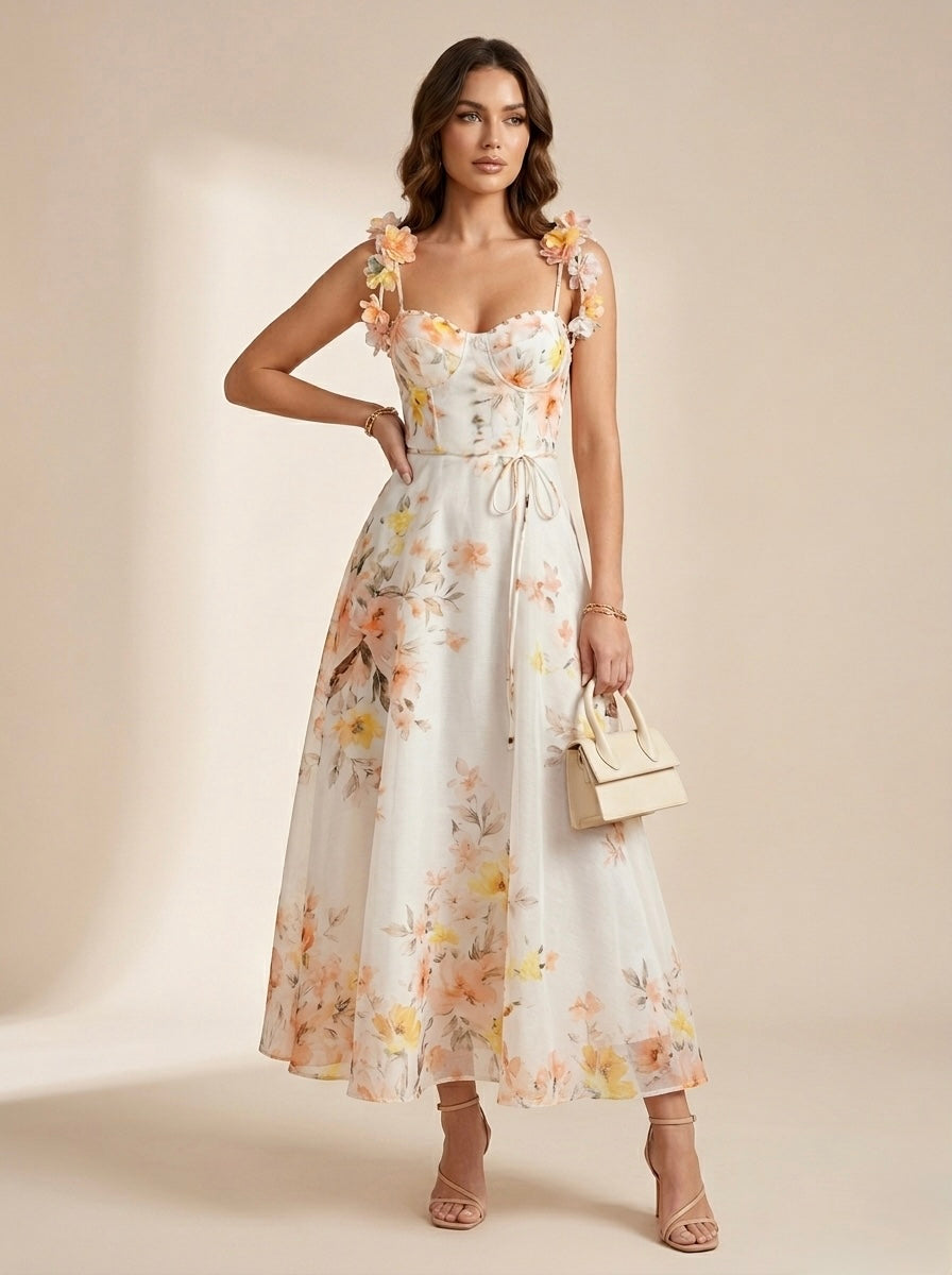 Vestido midi floreado