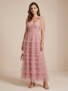 vestido midi con holanes
