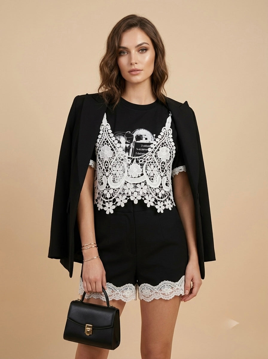 Blusa negra con estampado