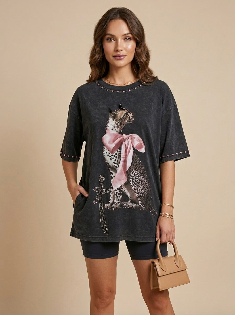 Blusa con estampado de jaguar